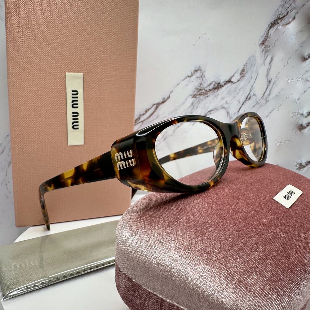 New MIU MIU Eyeglasses  Brown Oval 53mm Honey Havnana Rx-able Women